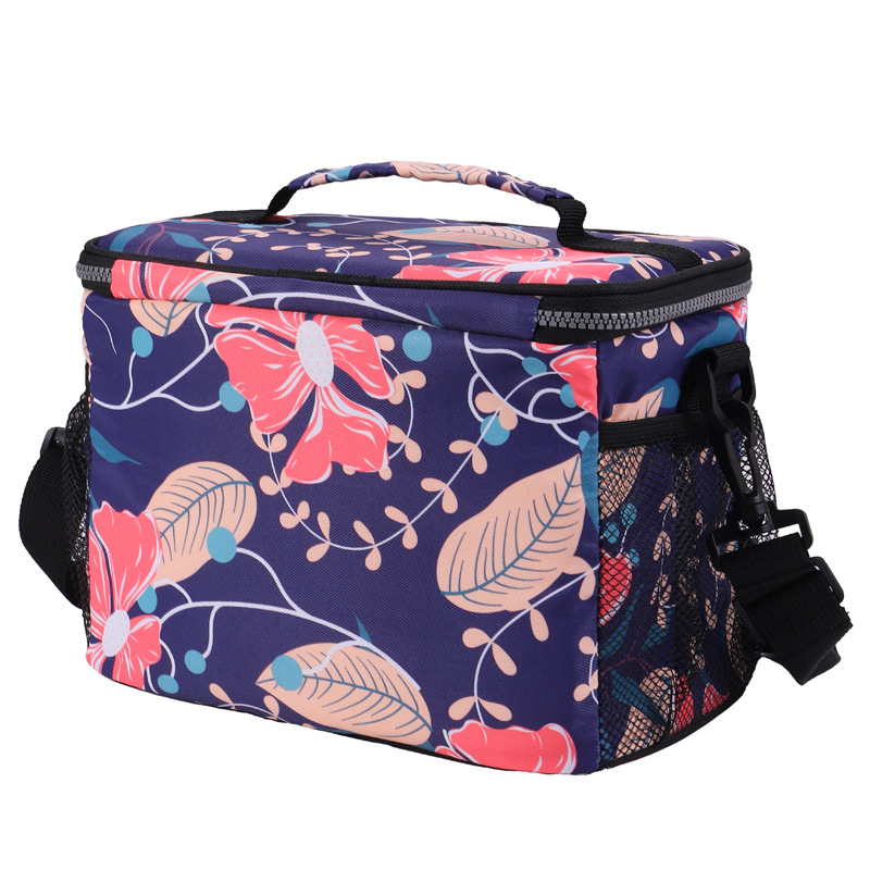 Digital Printed Flowers Pattern Insulated Bag Outdoor Portable Lunch Bag Camping Cold Preservation Ice Pack Portable