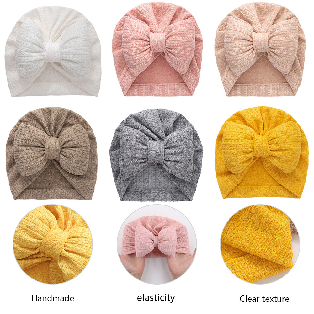 European and American New Children's Knitted Sleeve Cap Autumn and Winter Big Bow Baby Indian Hat Cross-Border Baby Cotton Filling Beanie