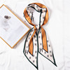 Korean Edition Trend temperament Silk scarf lady Strip Silk scarf Two-sided printing fashion Versatile Scarf decorate Bag Silk ribbon