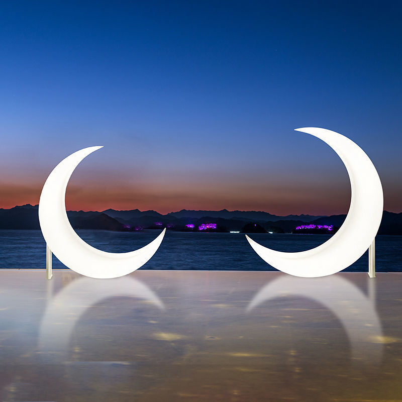 网红发光月亮秋千户外防水活动装饰灯月亮灯室外庭院民宿秋千吊椅