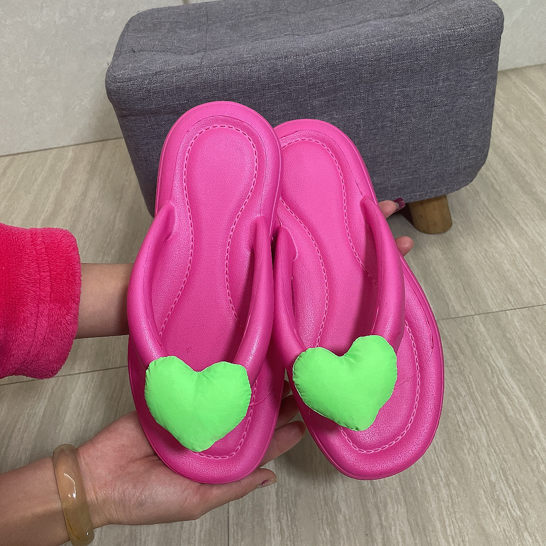 Eva Deodorant Slippers Flip Flops with Drooping Feeling Love Outdoor Beach Flip Flops Factory Wholesale