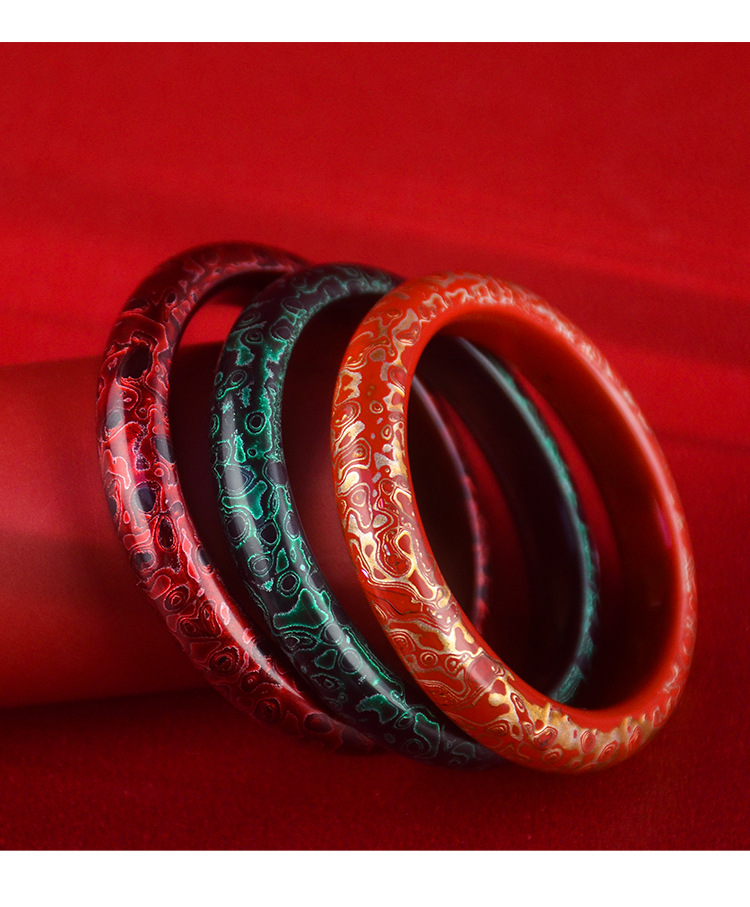 七巷大漆手镯手饰饰品中国风复古民族风非遗犀皮镶嵌螺钿植物大漆