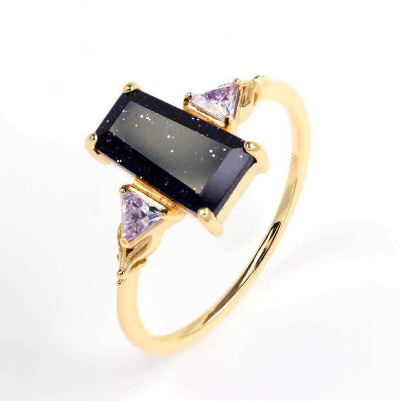 日系轻珠宝 s925银镀金 紫金石搭配紫水晶戒指 冬日夜空系列