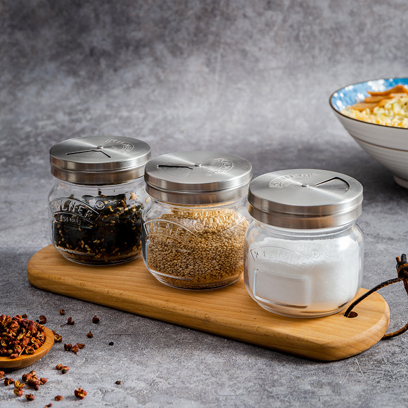 英国盐罐盐瓶撒粉厨房芝麻调味瓶撒料玻璃罐子小烧烤调料罐