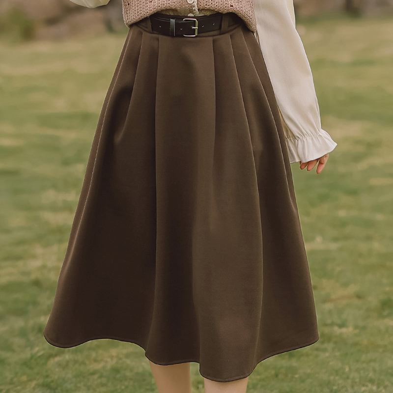 冬裙高腰a字半身裙女装秋冬季2023新款奶咖色棕色裙子长裙小个子