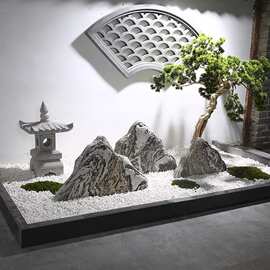 批发雪浪石切片组合枯山水室内造景天然泰山石景观石假山庭院设计