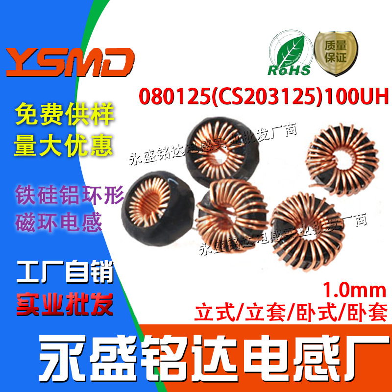 20mm铁硅铝磁环形电感器080125/cs203125大电流电源100uh扼流线圈