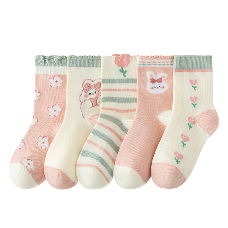 New Children's Socks Women's Children's Socks Spring and Autumn Thin Four Seasons Cotton Socks Baby Girl Boneless Spring and Summer Children Mesh Stockings