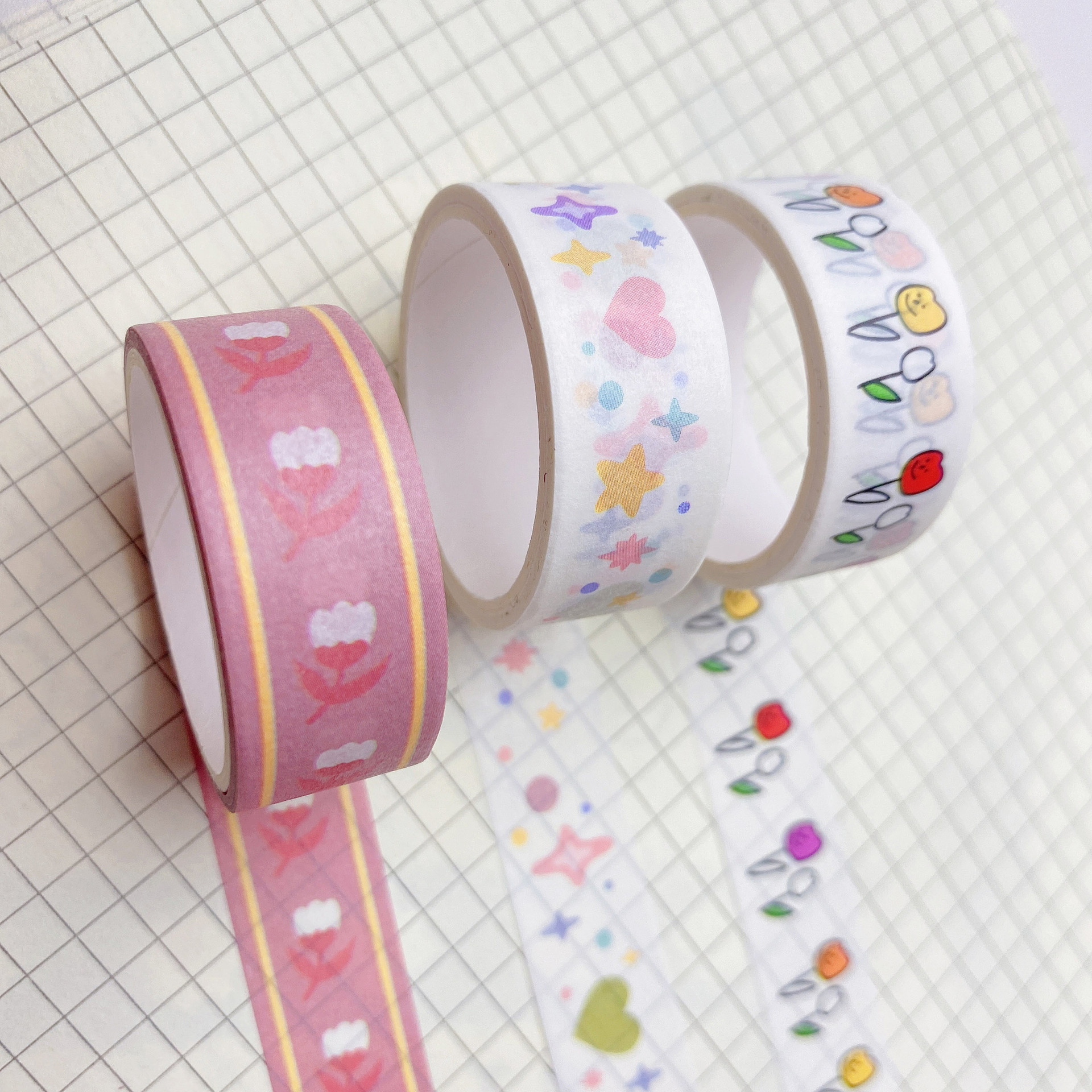 韩国ins可爱小熊胶带手帐装饰diy胶带彩色卡通胶带胶卷手撕纸胶带