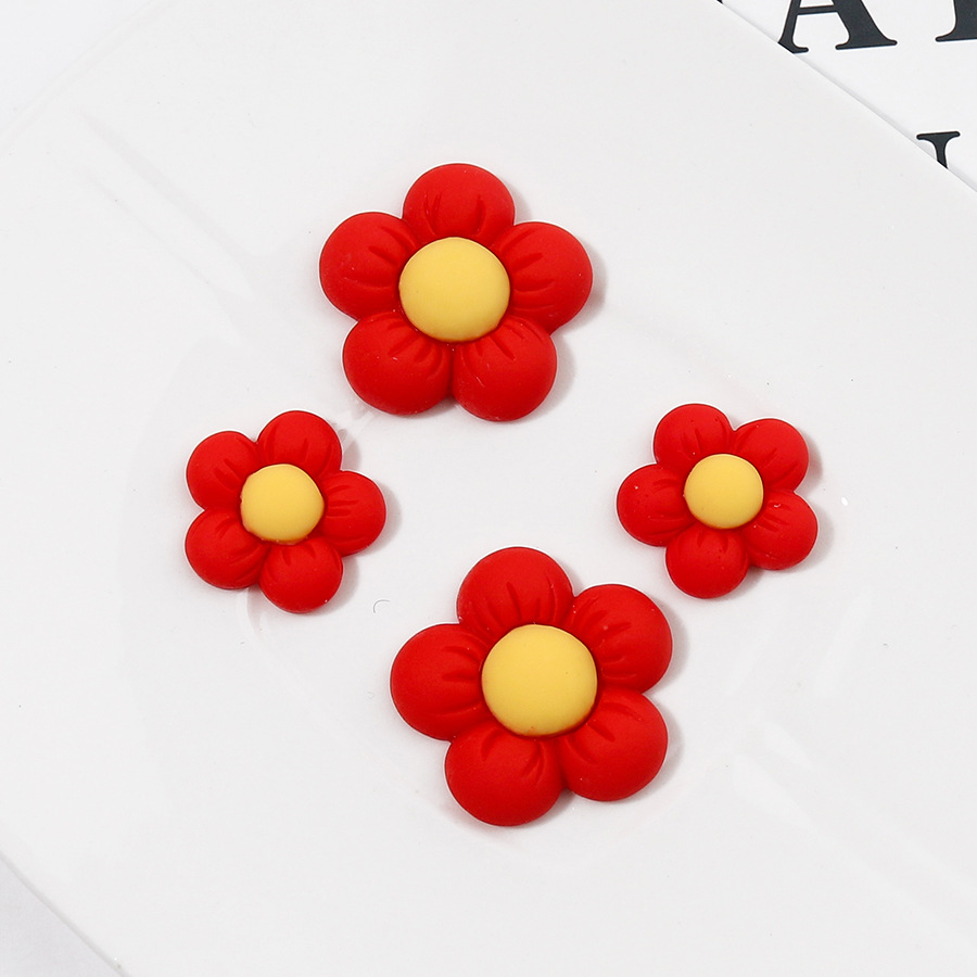 网红一朵小红花五瓣花奶油胶手机壳树脂饰品小配件diy材料包手工