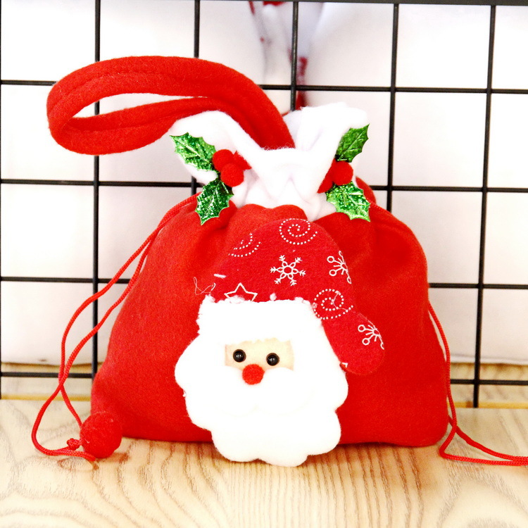 Christmas Flannel Fabric Apple Bag Guest Gift Candy Packaging Bag School Kindergarten Christmas Gift Bag