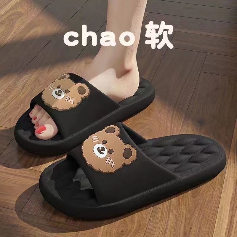 Summer Slippers Home Bathroom Bath Non-Slip Soft Home Outdoor Slippers Couple Cartoon Indoor Slippers Women