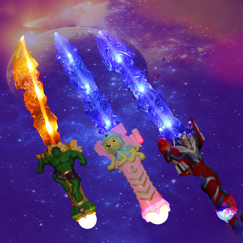 卡通发光激光剑儿童宝剑玩具七彩音乐灯光发声塑料刀小武器