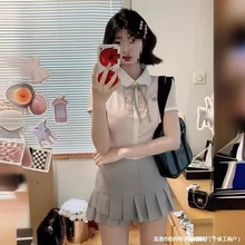 甜美减龄短款衬衫包臀短裙两件套夏季新款学院风日系jk制服套装裙