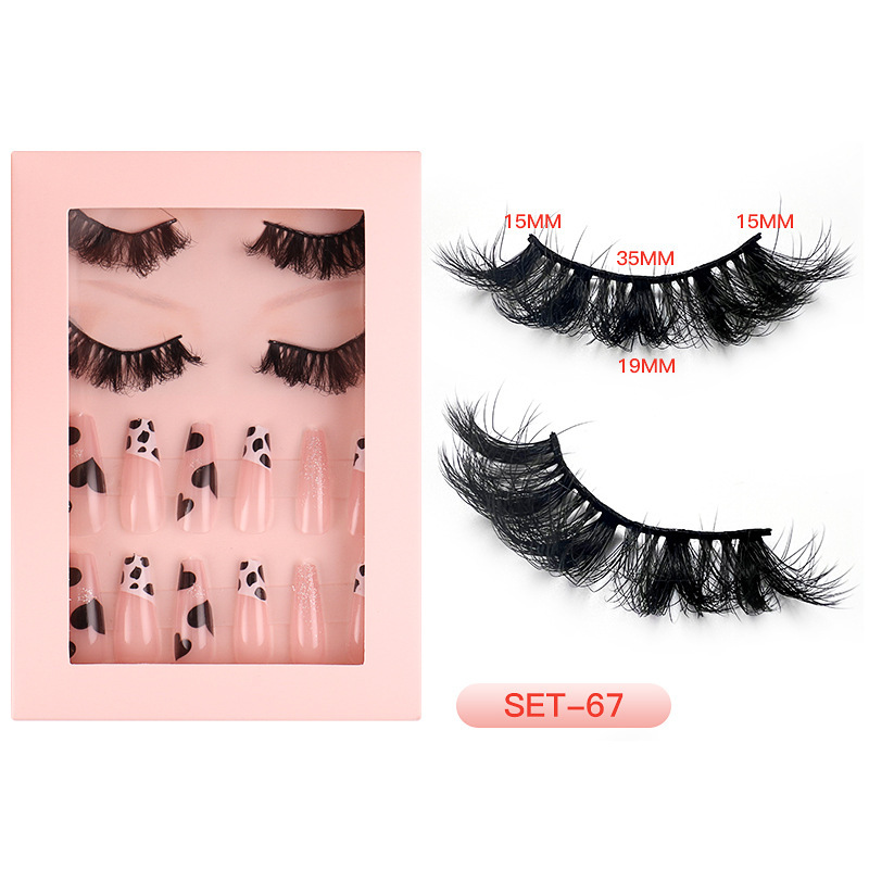 New Product Nail Beauty Eyelashes Exquisite Gift Set Thick Fried Hair Warped Stage Makeup Mink False Eyelashes