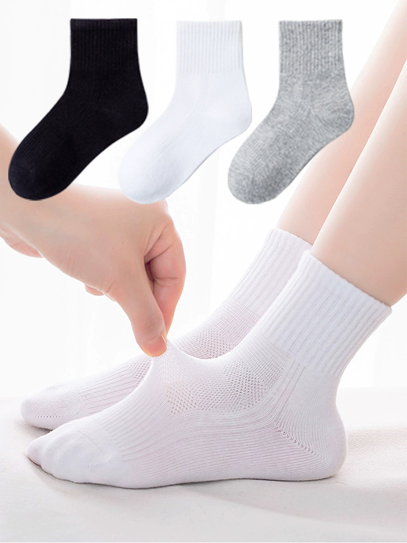 children's socks summer thin mesh socks solid color cotton socks boys and girls baby socks summer student sports tide socks