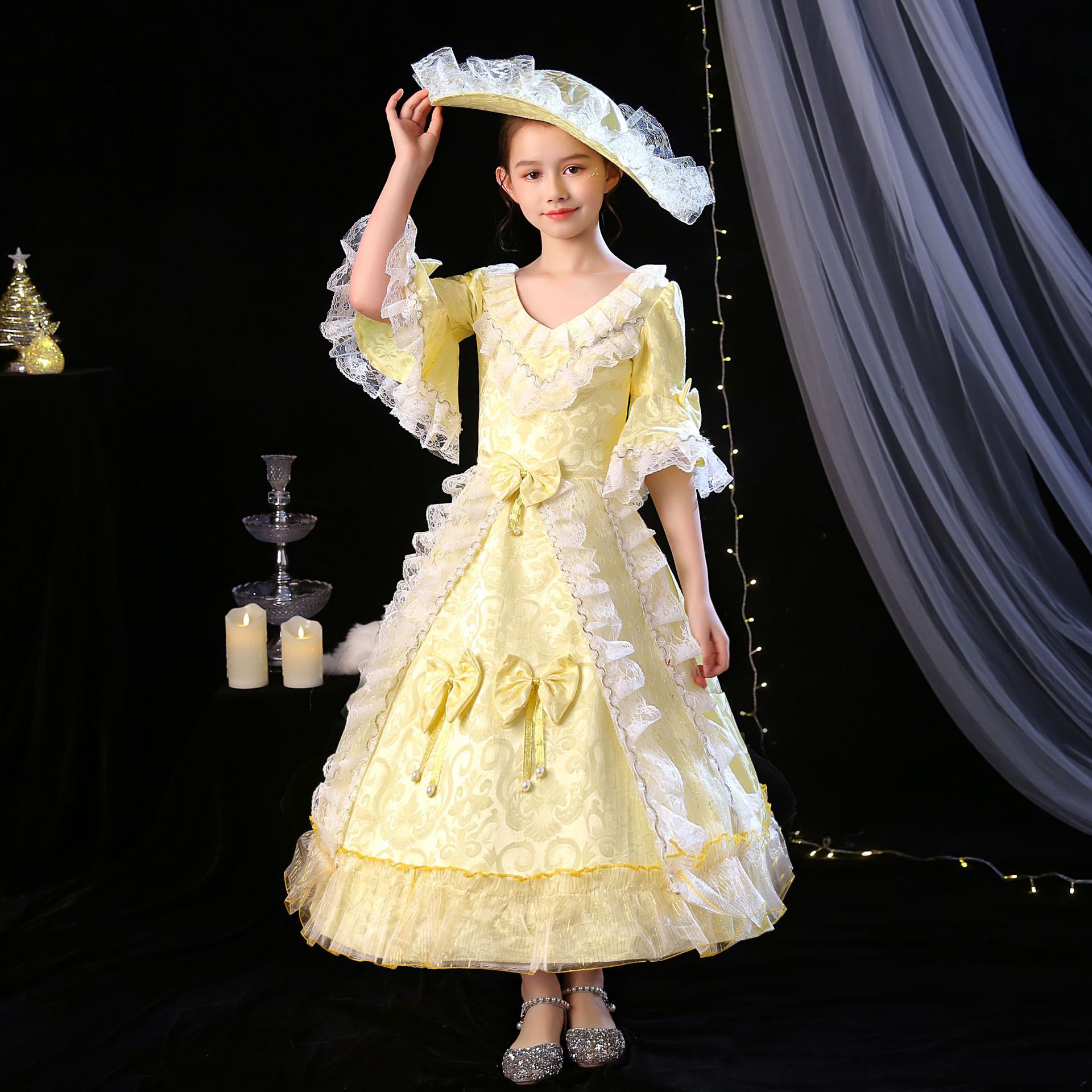 儿童演出服俄罗斯表演服女童欧式宫廷礼服宝宝主持人女孩连衣裙