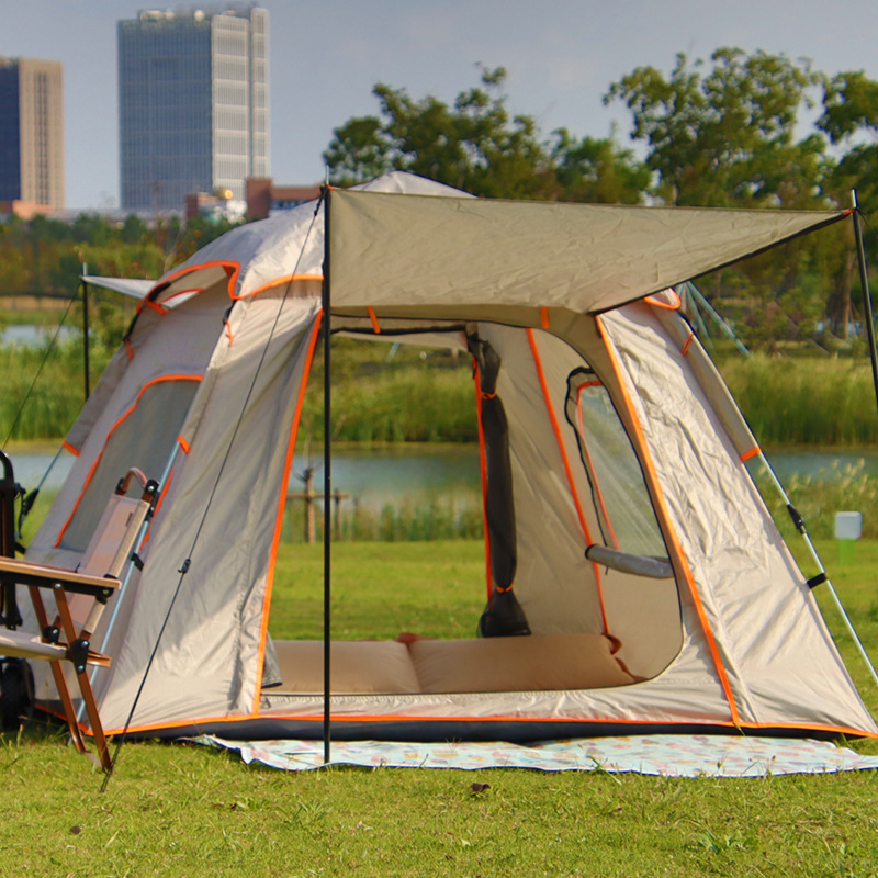 Thickened Automatic Quickly Open Double-Layer Four-Side Tent Outdoor Mosquito-Proof Sunscreen Camping Camping Tent in Stock Wholesale