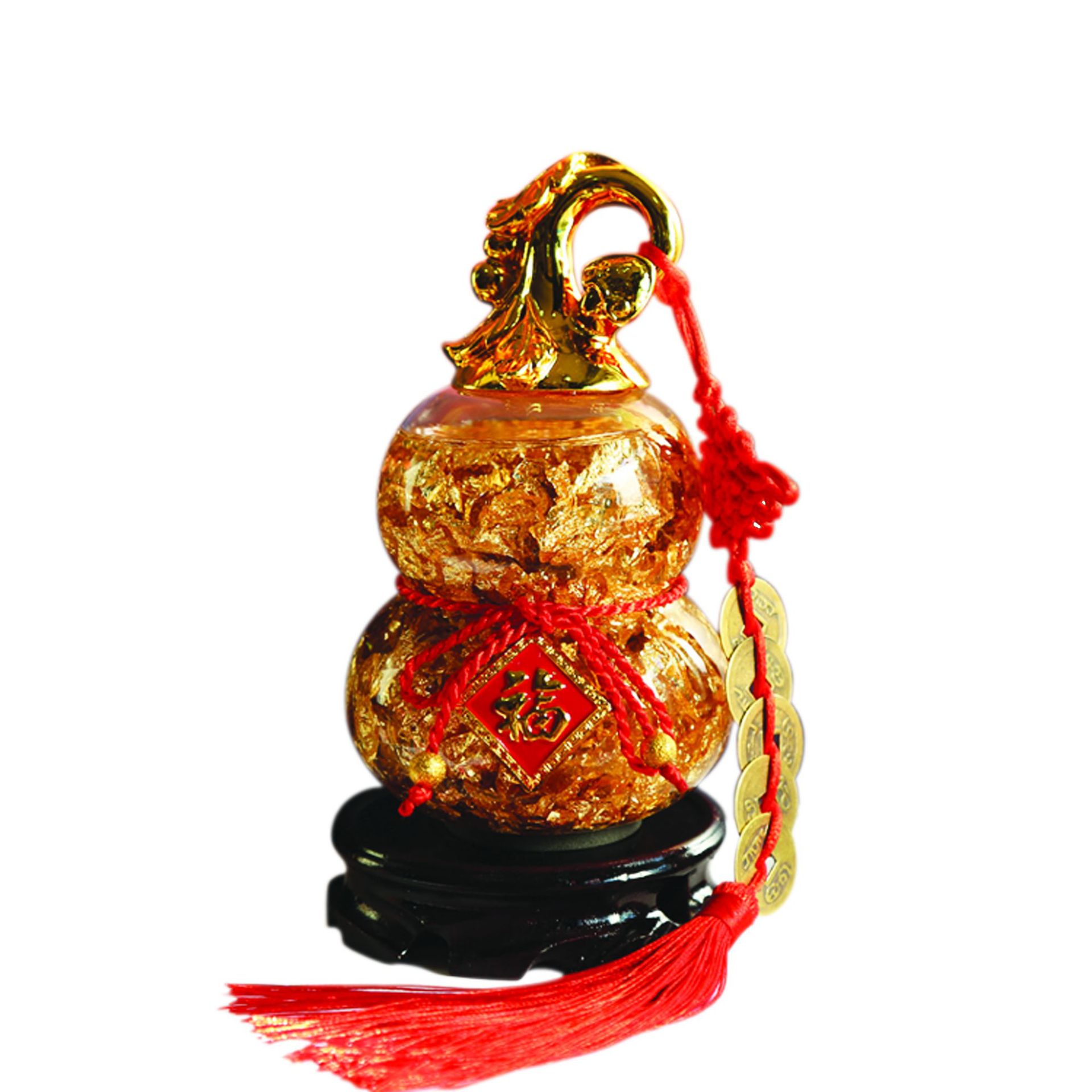 厂家生产金箔水晶葫芦摆件家居饰品创意铜钱挂饰水晶葫芦如意礼品