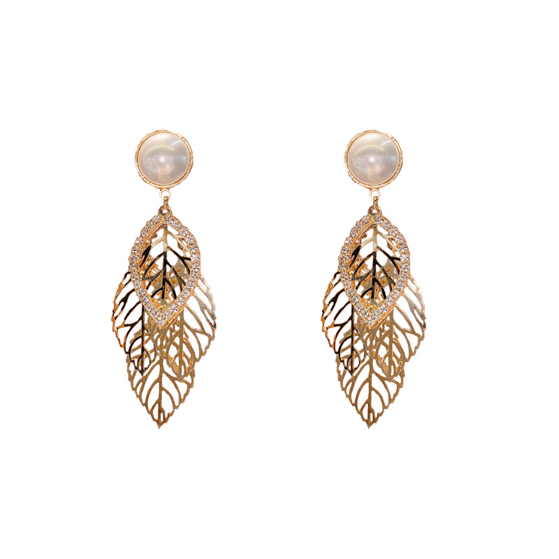 One Leaf Rich Leaves Tassel Earrings for Women 2023 Summer New Fashion All-Match High-Grade Earrings