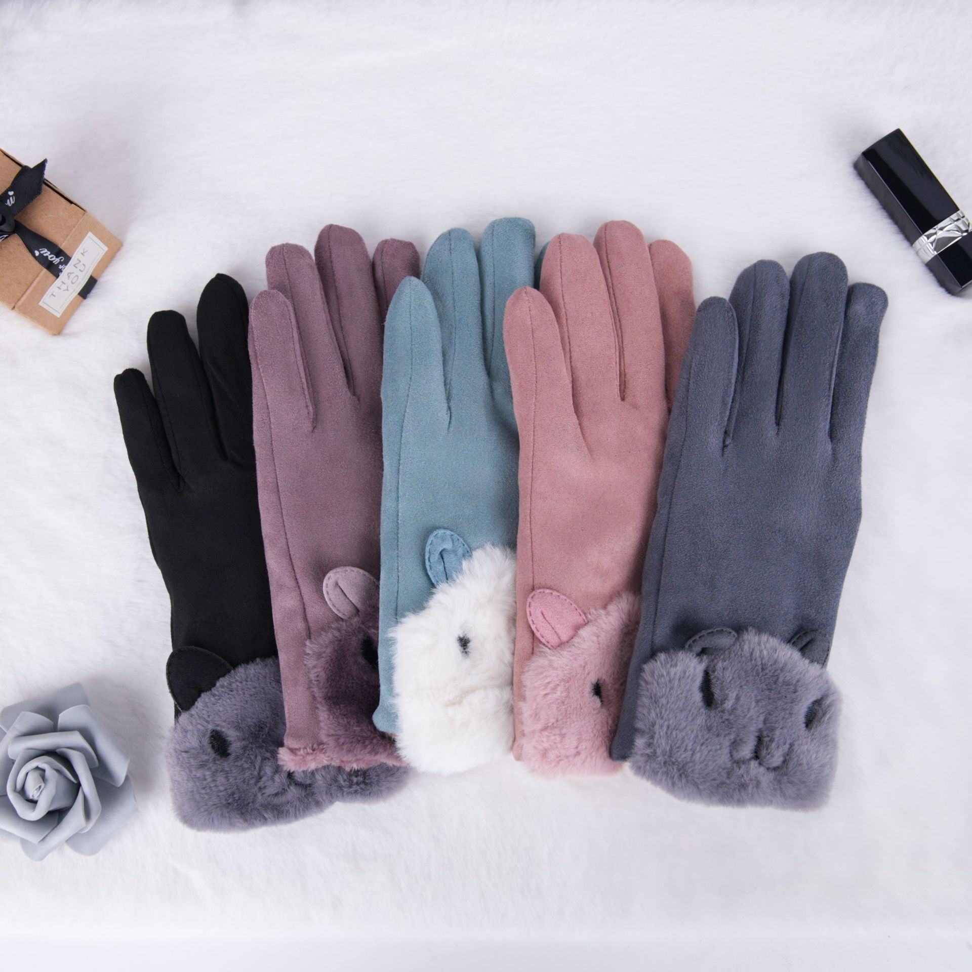 保暖手套女冬季手套加绒厚冬季骑车学生防寒小兔款触屏-阿里巴巴