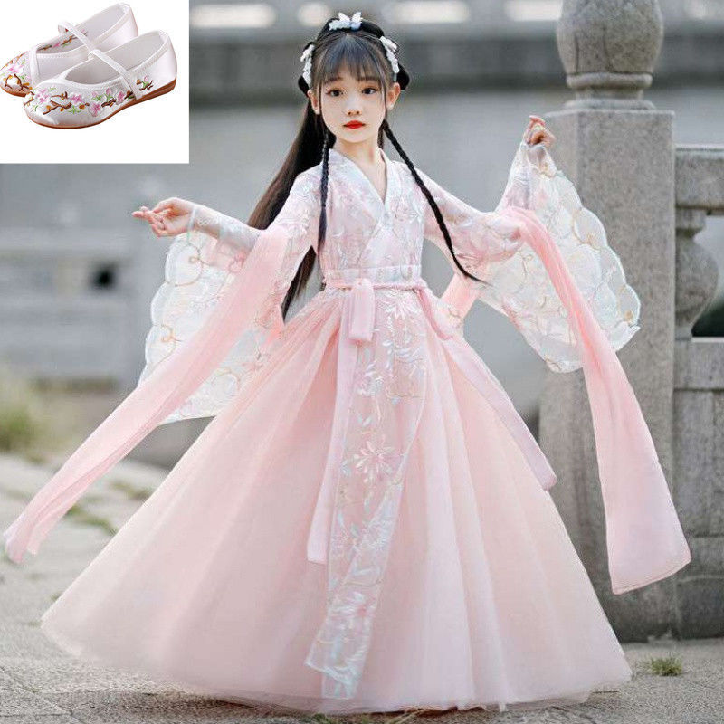 春夏新款汉服女童古装儿童仙女连衣裙女孩古风衣服飘逸超仙公主裙