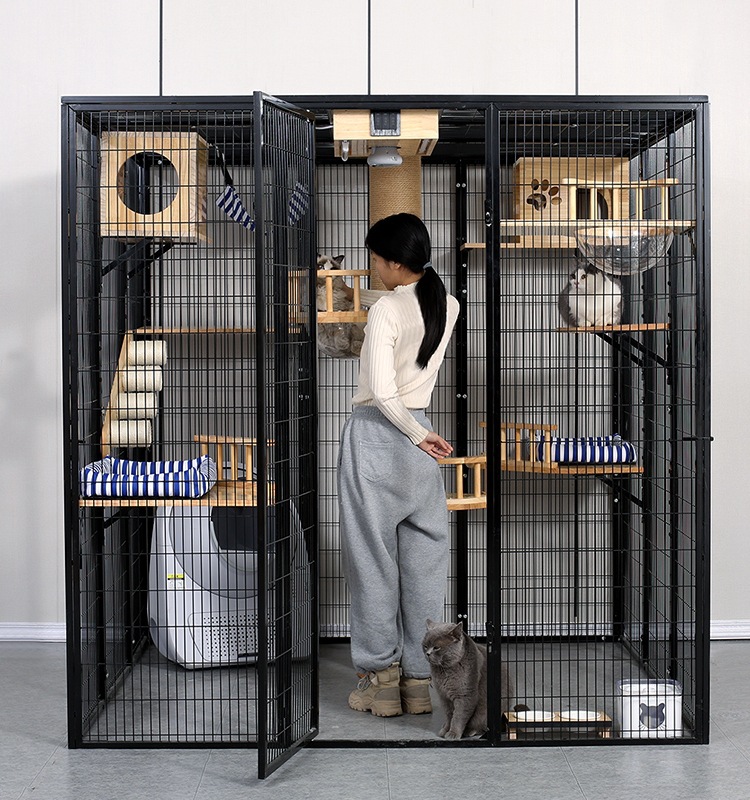 猫笼猫别墅实木超大自由空间猫舍寄养玻璃豪华展示笼繁殖笼