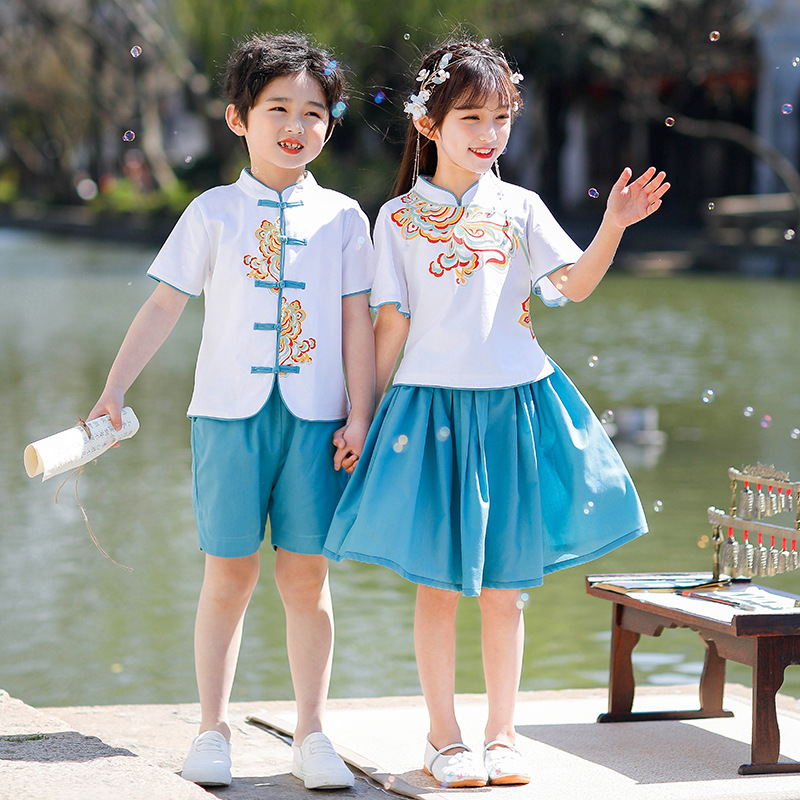 幼儿园园服夏装国学服中国风儿童毕业班服民族风小学生校服汉服
