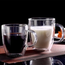耐热防烫双层把杯泡茶玻璃杯家用隔热透明果汁牛奶咖啡啤酒杯
