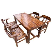 2桌椅全位实木松木桌餐桌饭店米桌子1四复古歺餐饮人休闲组合餐厅