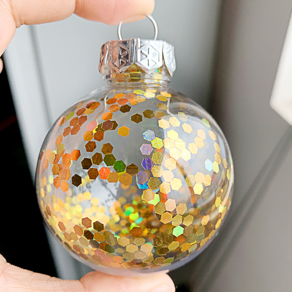 外贸热销塑料空心透明圆球圣诞球装饰吊球6cm8cm10cm球批发