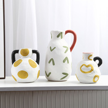 北欧ins陶瓷花瓶摆件客厅样品房家居装饰品鲜花插花器桌面工艺品
