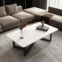 现代简约客厅小户型沙发边几铁艺小茶桌北欧轻奢公寓创意岩板茶几