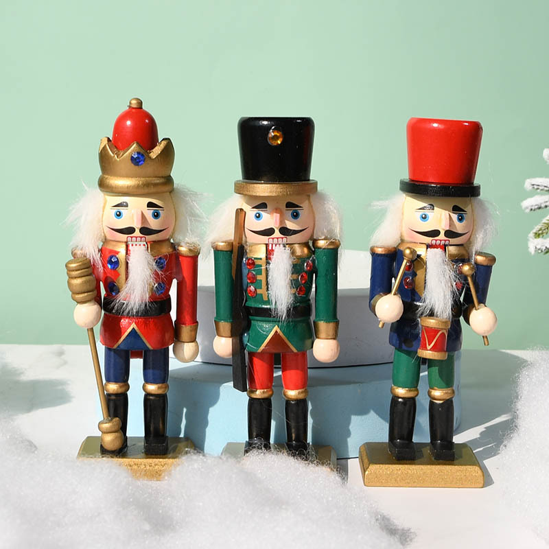 Cross-Border Spot Goods 15cm Sets of Three Nutcracker Puppet Soldier Christmas Decorative Pendant Walnut Man Crafts Ornaments