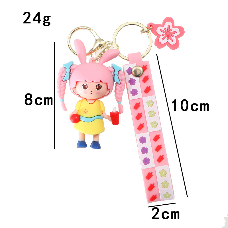 Cartoon Braid Girl Silicone Doll Keychain Pendant Schoolgirl Bag Car Pendant Prize Claw Gift