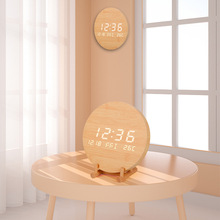 LED创意家用客厅数字圆形学生挂钟 简约夜光座钟日万年历电子时钟