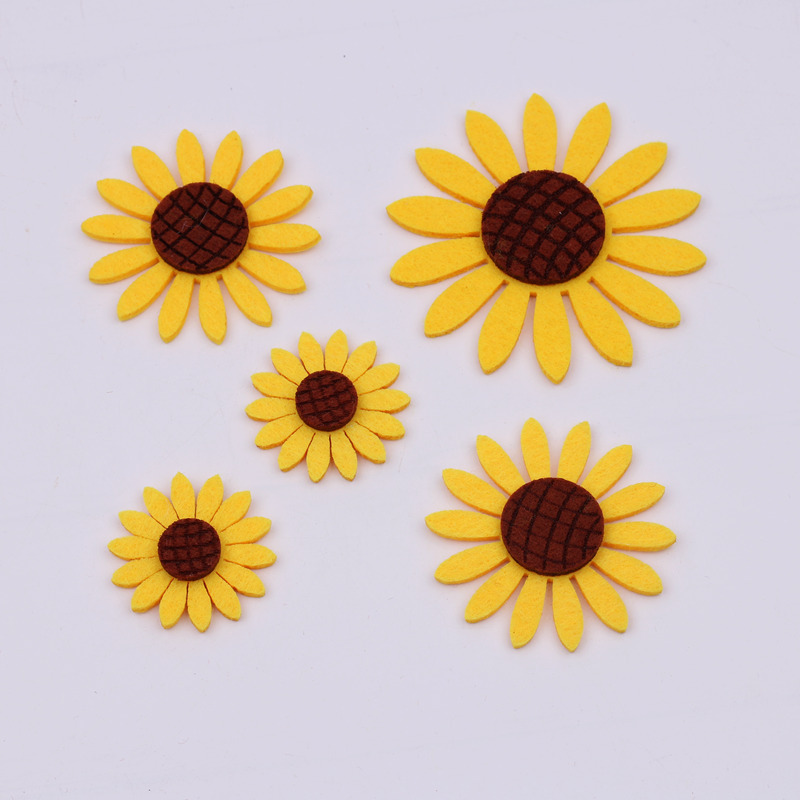 diy无纺不织布向日葵太阳花布贴发夹发圈手工材料胸针饰品配件