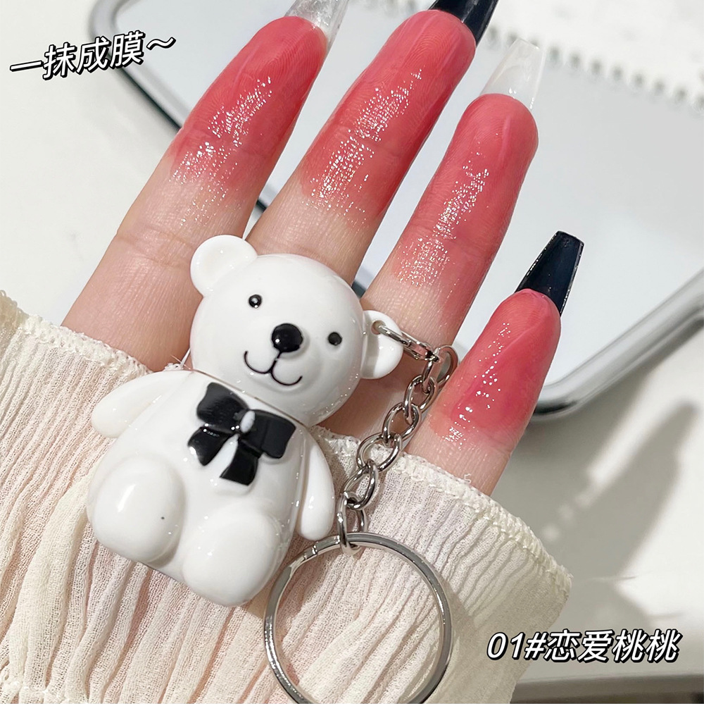 New Bear Paradise Mirror Lip Lacquer White Bear 6 Color Keychain Lipstick Student Cheap 6 Color Factory Wholesale