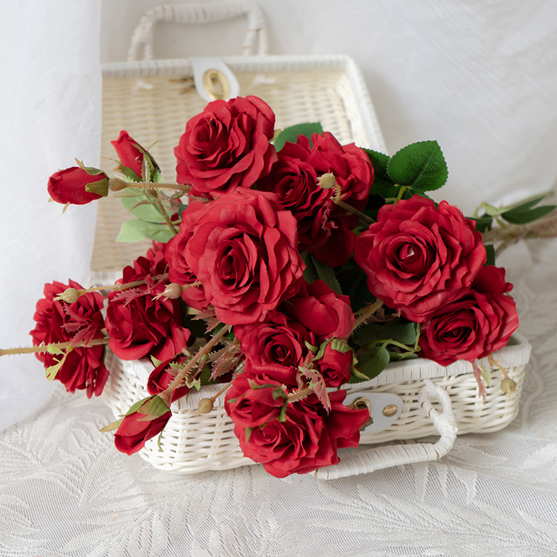 仿真玫瑰花单支花绢花假花装饰婚礼布置拍摄婚庆插花路引花墙道具