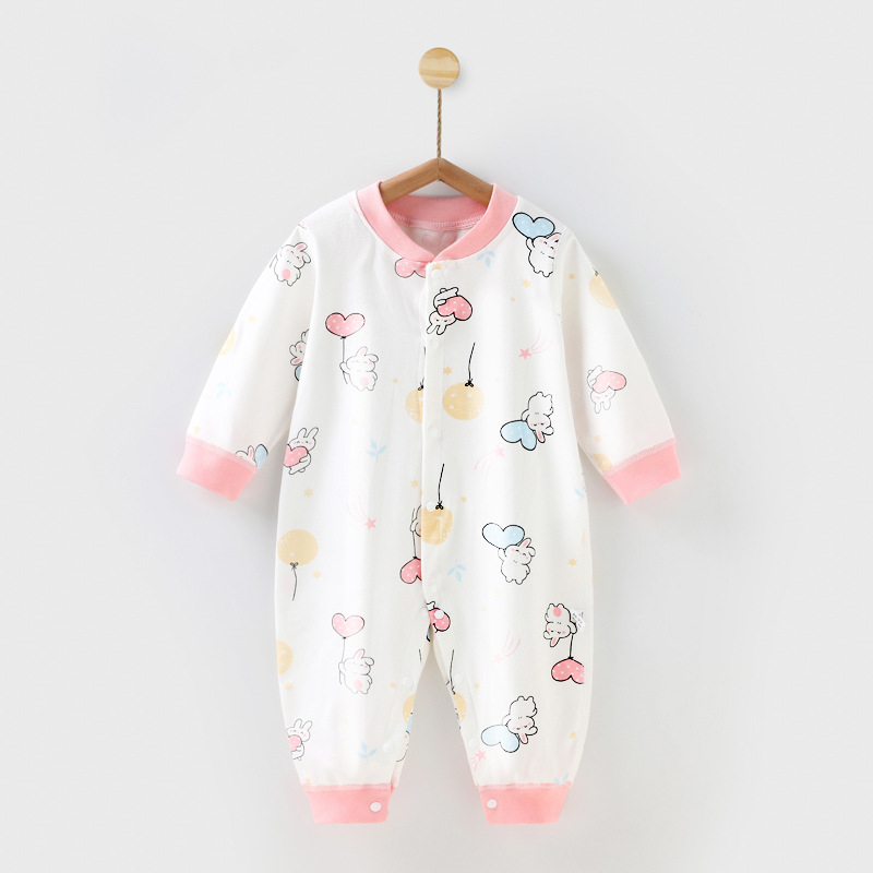 Baby Jumpsuit Spring and Autumn Sterile Cotton Newborn Rompers Long-Sleeved Pajamas Baby Crawling Suit Butt Wrap Clothes Source Wholesale Baby Clothes