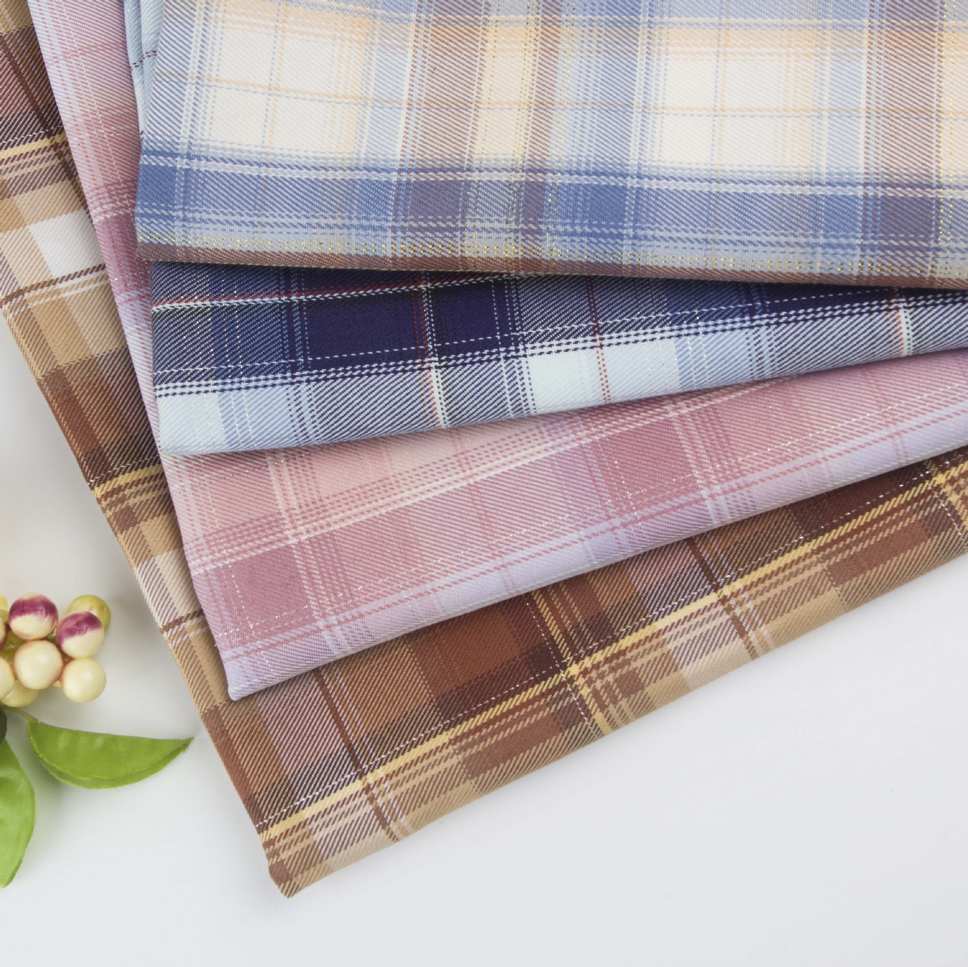 jk全涤金银丝色织格子布料 日系校服面料百褶裙领结箱包 现货优惠