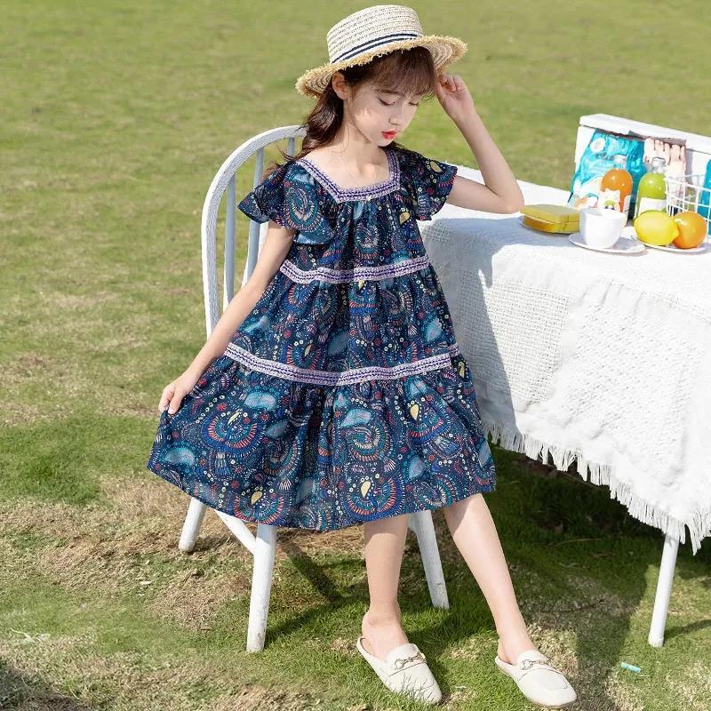 女童装夏装网红雪纺连衣裙2022年新款中大童儿童夏季女孩公主裙子