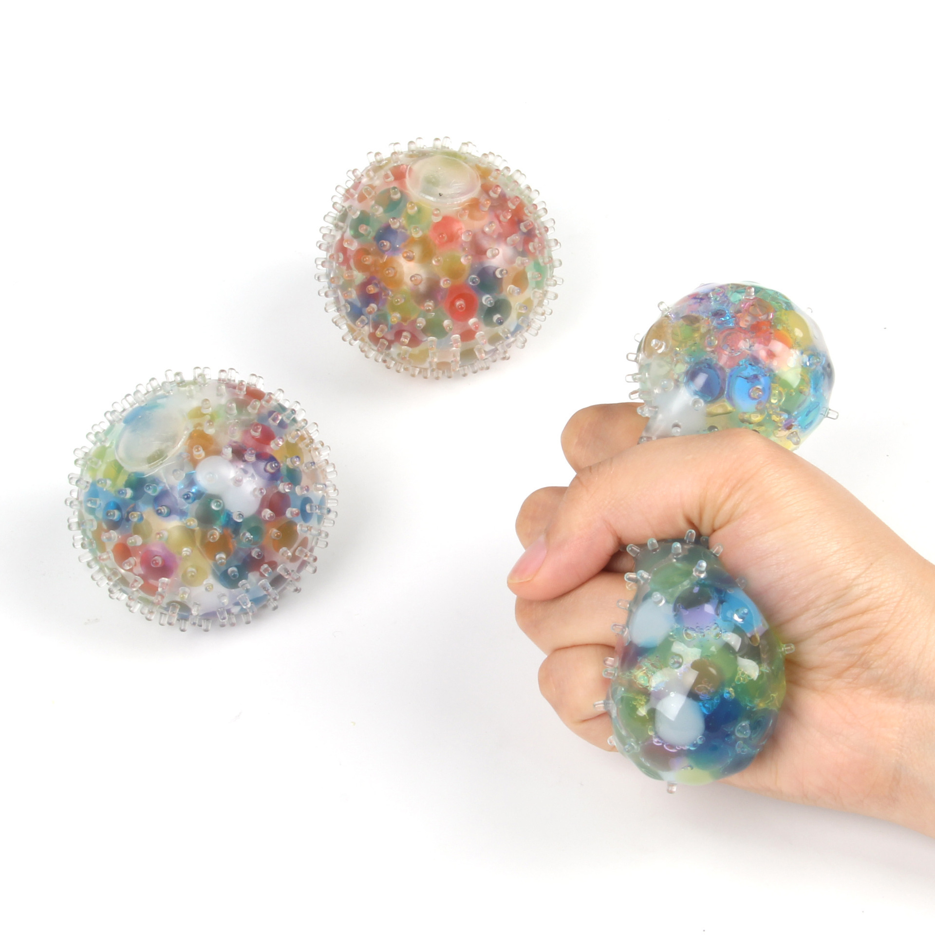 tpr新奇特彩虹珠子发泄球批发 外贸儿童解压玩具捏捏乐挤压葡萄球
