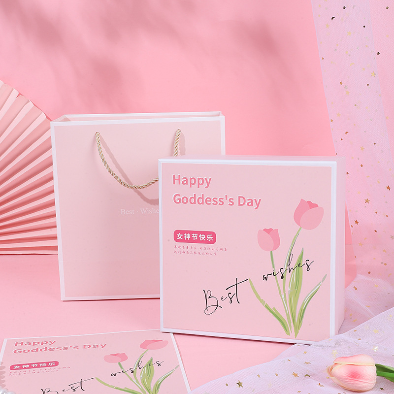 Mother's Day Gift Box Tulip Pink Gift Box Valentine's Day Event Opening Girl Girlfriends Gift Box