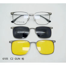 6105一配二眼镜框墨镜女太阳镜男司机镜偏光防紫外线套镜近视