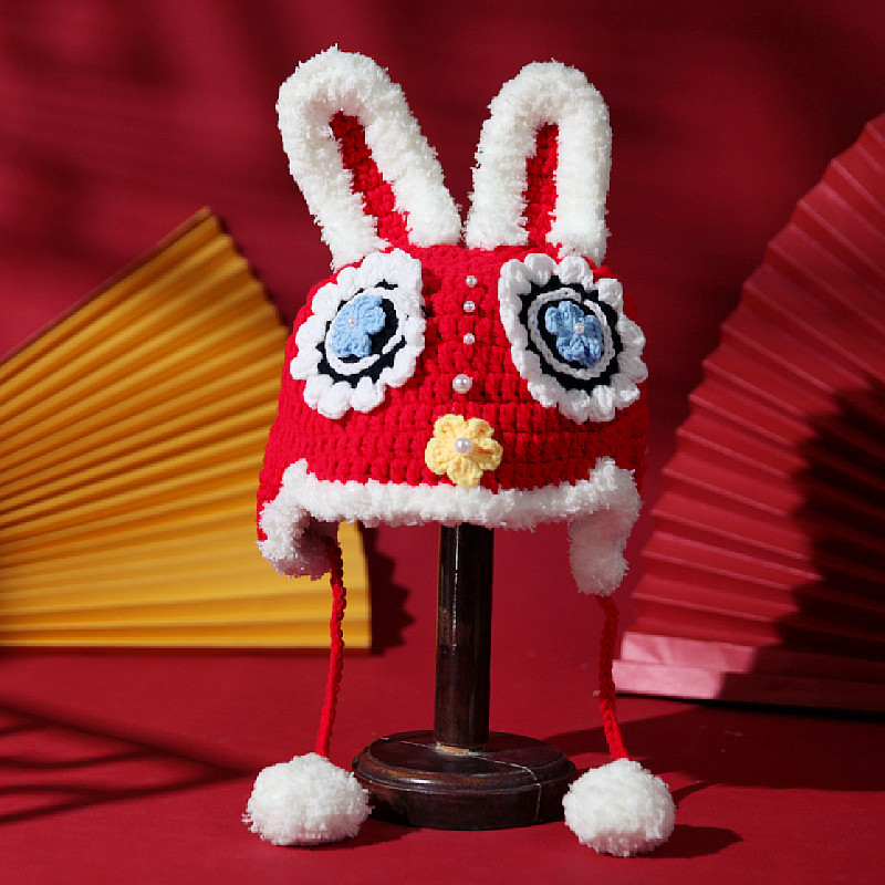 兔子头宝宝针织帽