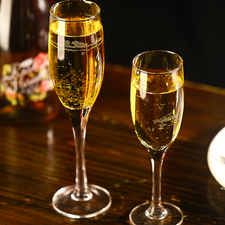 金达莱现代简约加厚玻璃香槟杯220ml婚礼对杯葡萄酒杯定logo家用