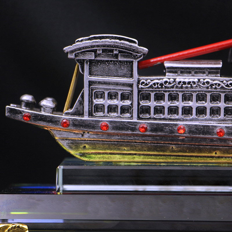 厂家直供 金属合金红船工艺品 南湖 红船 模型纪念品