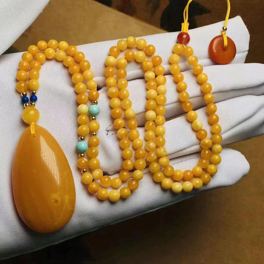 天然蜜蜡吊坠搭配老蜜蜡链项链花蜡水滴锁骨链珠宝产地货源批发