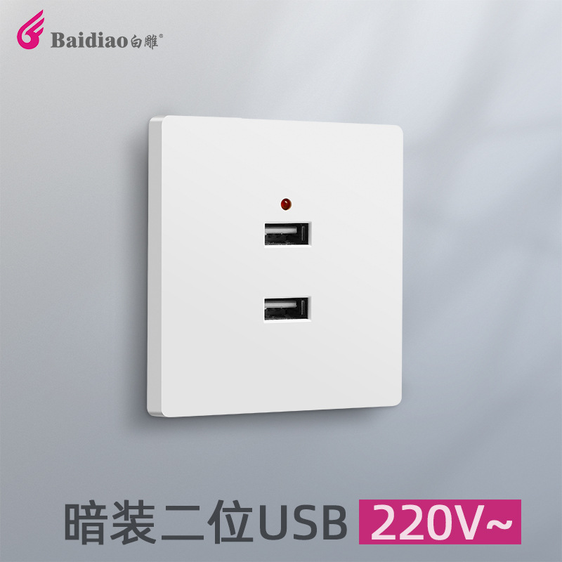 86-Type Open-Mounted Two Three Four-Hole USB Mobile Phone Charging Two 4-Bit 220V to 5V Construction Site 36vusb Socket Panel